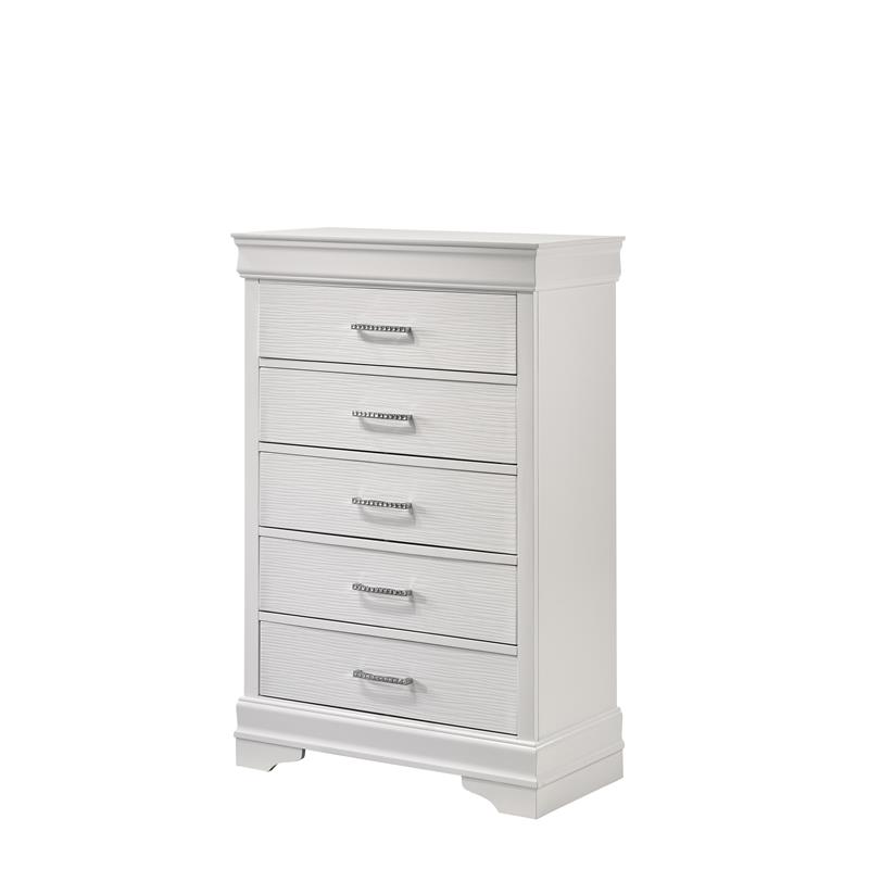 Brooklyn Modern 5 Drawers Chest made with Wood in White