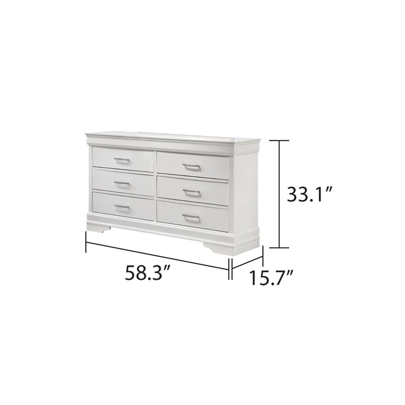 Brooklyn Modern 6 Drawer Dresser made with Wood in White