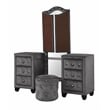 Sophia King 4 Pc Tufted Upholstery Vanity Bedroom Set Made With Wood in Gray