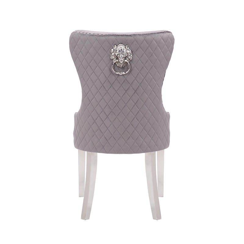 Simba Stainless Steel 2 Piece Chair Finish with Velvet Fabric in Dark Gray