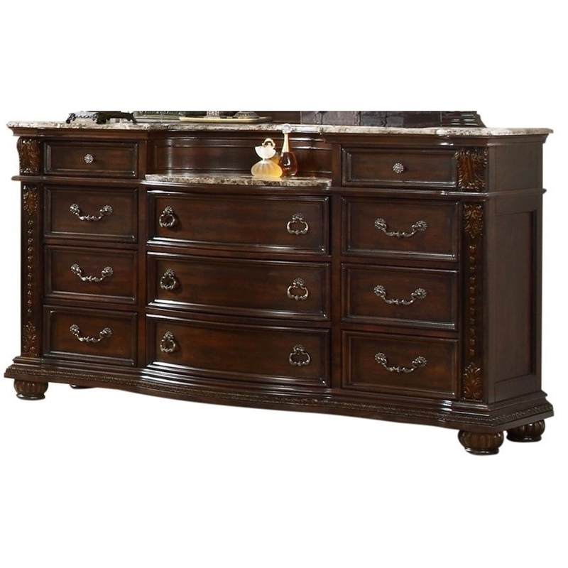 Roma Traditional Style Dresser made with Wood in Dark Walnut