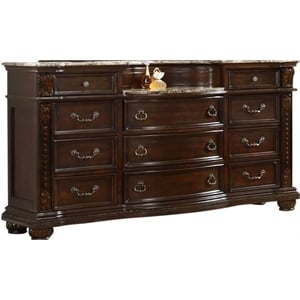 Roma Traditional Style Dresser made with Wood in Dark Walnut