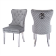 Simba Stainless Steel 2 Piece Chair Finish with Velvet Fabric in Light Gray