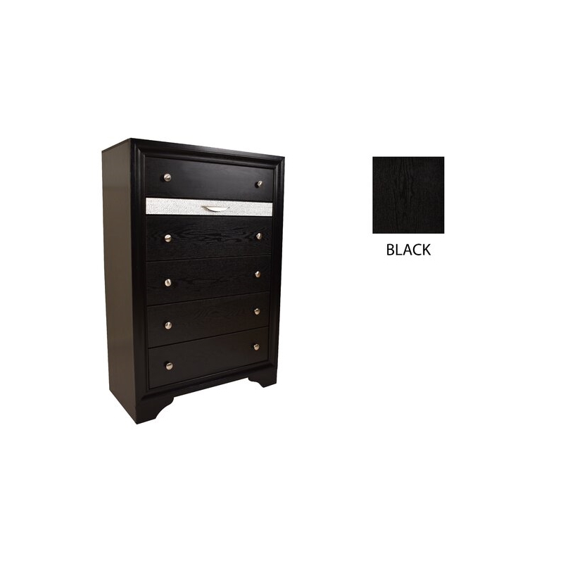 Matrix Traditional Style 5 Drawer Chest in Black made with Wood