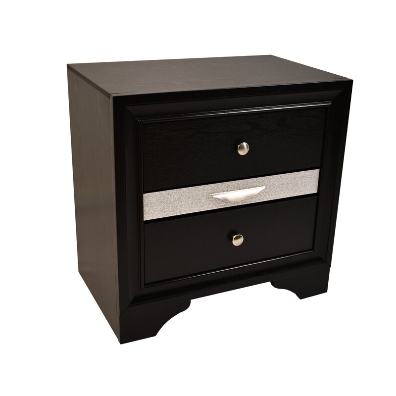 Matrix Traditional Style Queen 4 PC Storage Bedroom Set in Black made with Wood
