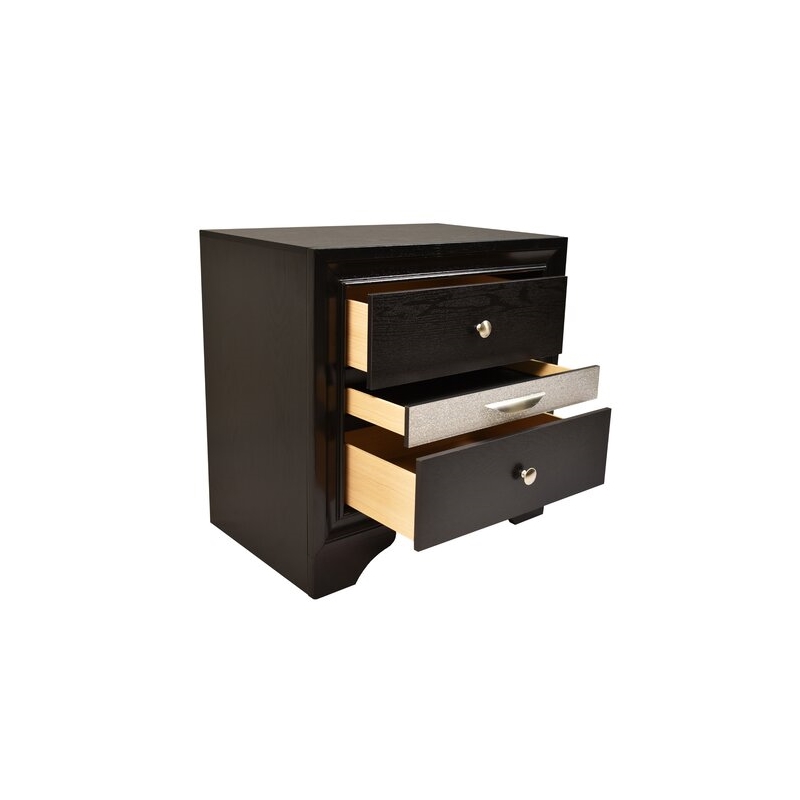 Matrix Traditional Style Queen 4 PC Storage Bedroom Set in Black made with Wood