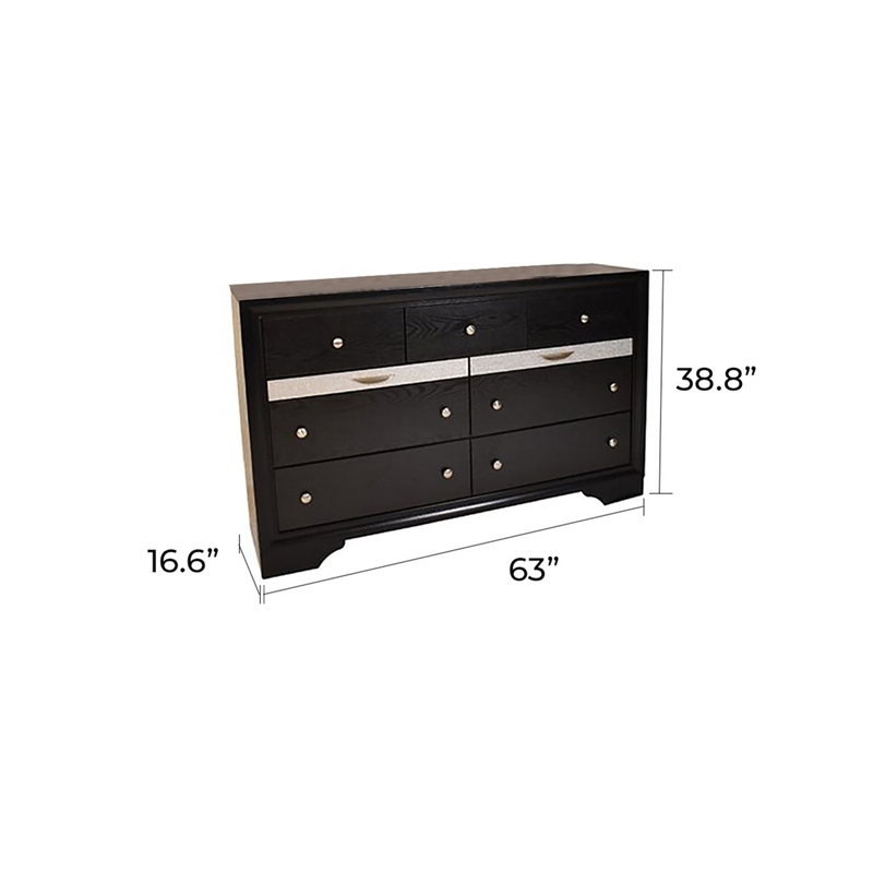Matrix Traditional Style Queen 4 PC Storage Bedroom Set in Black made with Wood