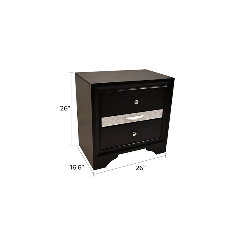 Matrix Traditional Style Queen 4 PC Storage Bedroom Set in Black made with Wood