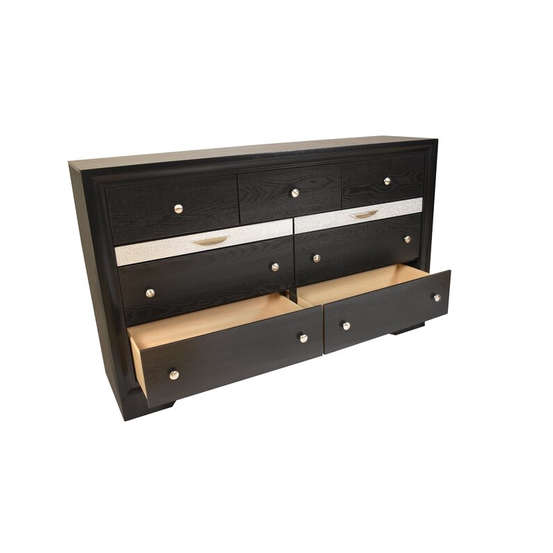 Matrix Traditional Style Queen 4 PC Storage Bedroom Set in Black made with Wood