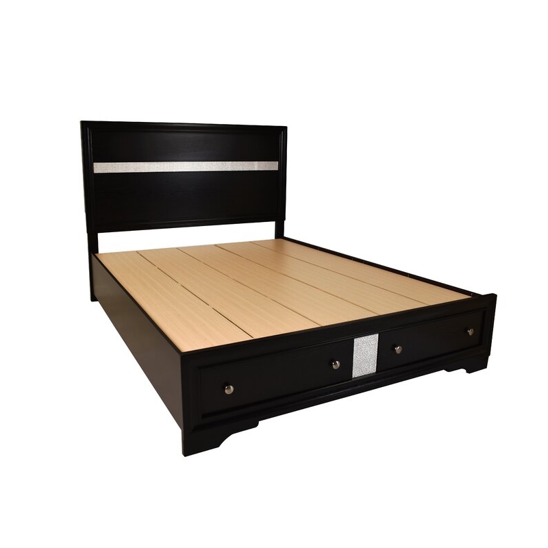 Matrix Traditional Style King 4 PC Storage Bedroom Set in Black made with Wood