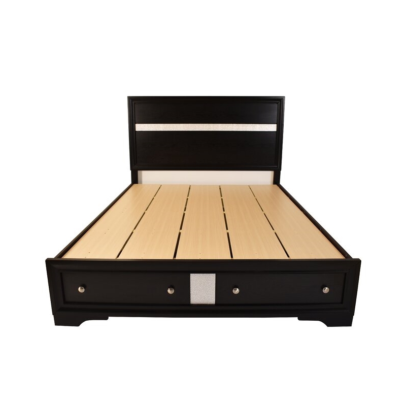 Matrix Traditional Style Queen 5 PC Storage Bedroom Set in Black made with Wood
