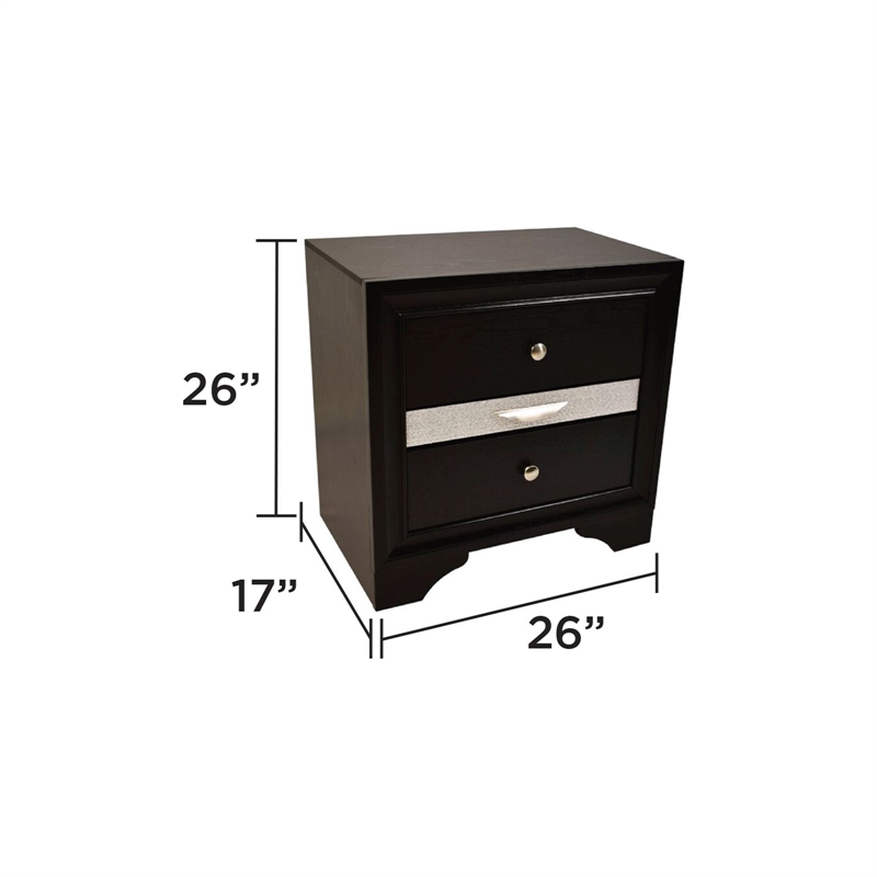 Matrix Traditional Style Queen 5 PC Storage Bedroom Set in Black made with Wood