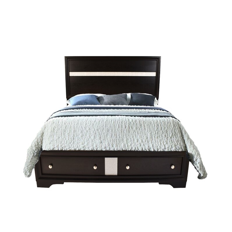Matrix Traditional Style Queen 5 PC Storage Bedroom Set in Black made with Wood