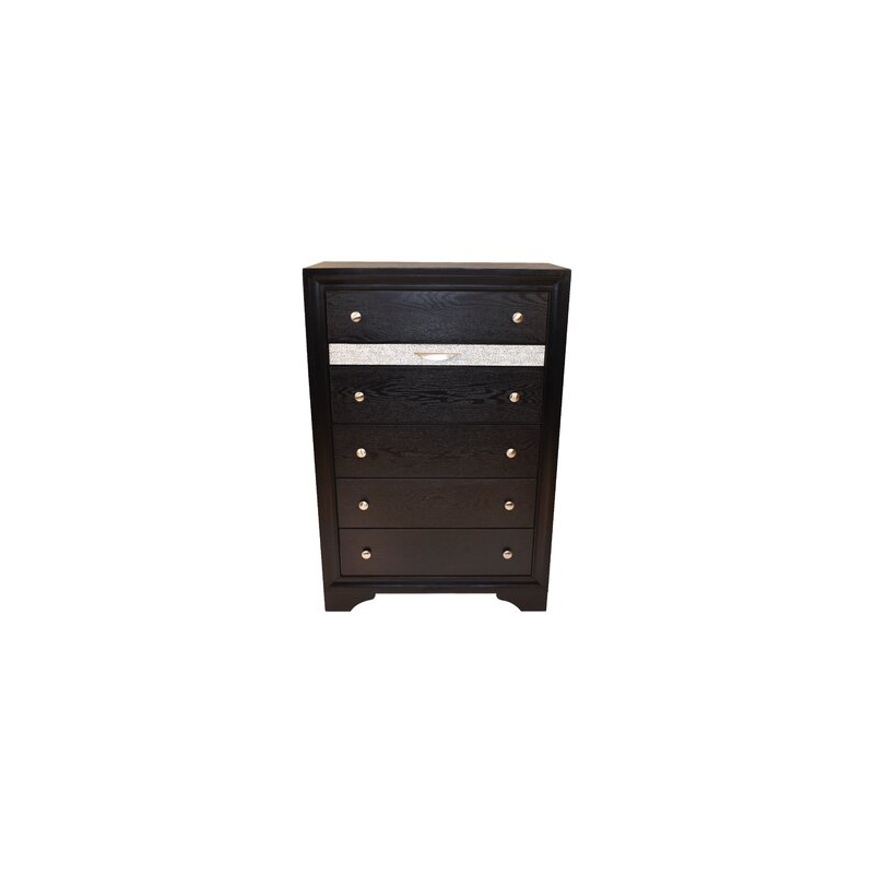 Matrix Traditional Style King 5 PC Storage Bedroom Set in Black made with Wood