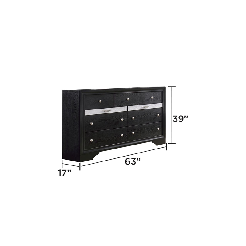 Matrix Traditional Style King 5 PC Storage Bedroom Set in Black made with Wood