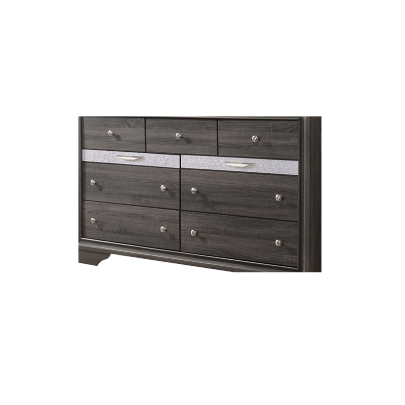 Matrix Traditional Style King 4 PC Storage Bedroom set in Gray made with Wood