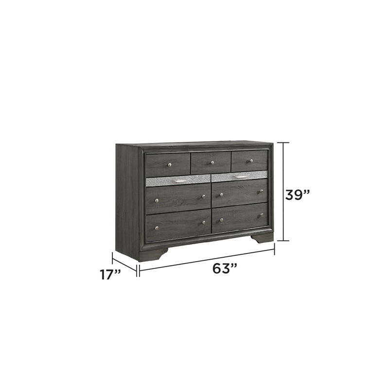 Matrix Traditional Style King 4 PC Storage Bedroom set in Gray made with Wood