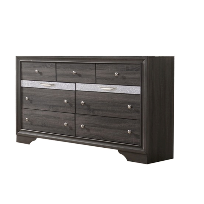 Matrix Traditional Style King 5 PC Storage Bedroom set in Gray made with Wood