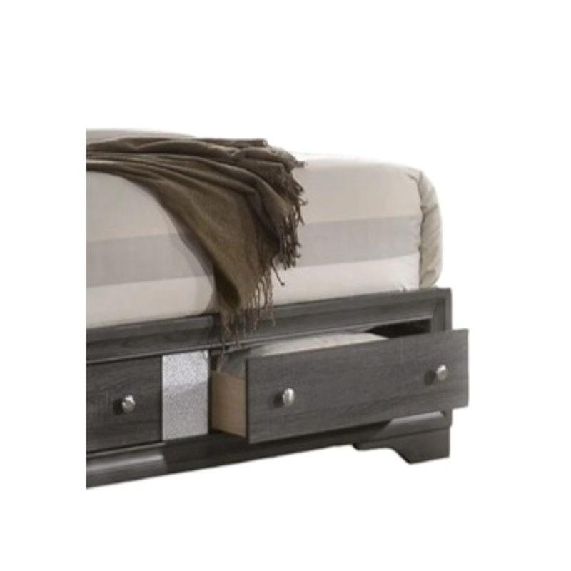 Matrix Traditional Style King 5 PC Storage Bedroom set in Gray made with Wood