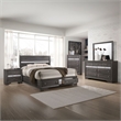 Matrix Traditional Style King 5 PC Storage Bedroom set in Gray made with Wood