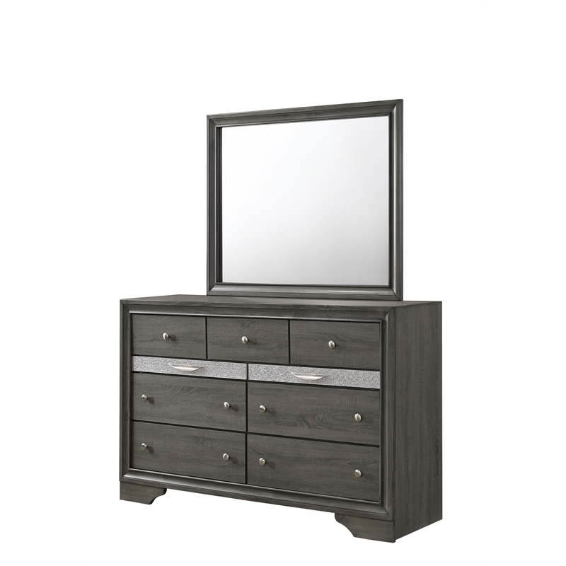 Matrix Traditional Style King 5 PC Storage Bedroom set in Gray made with Wood