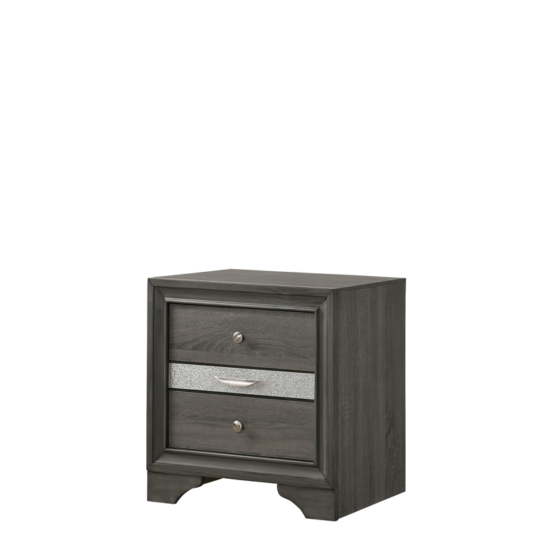 Matrix Traditional Style King 5 PC Storage Bedroom set in Gray made with Wood