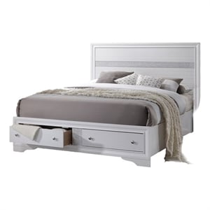Matrix Traditional Wood Queen Storage Bed in White