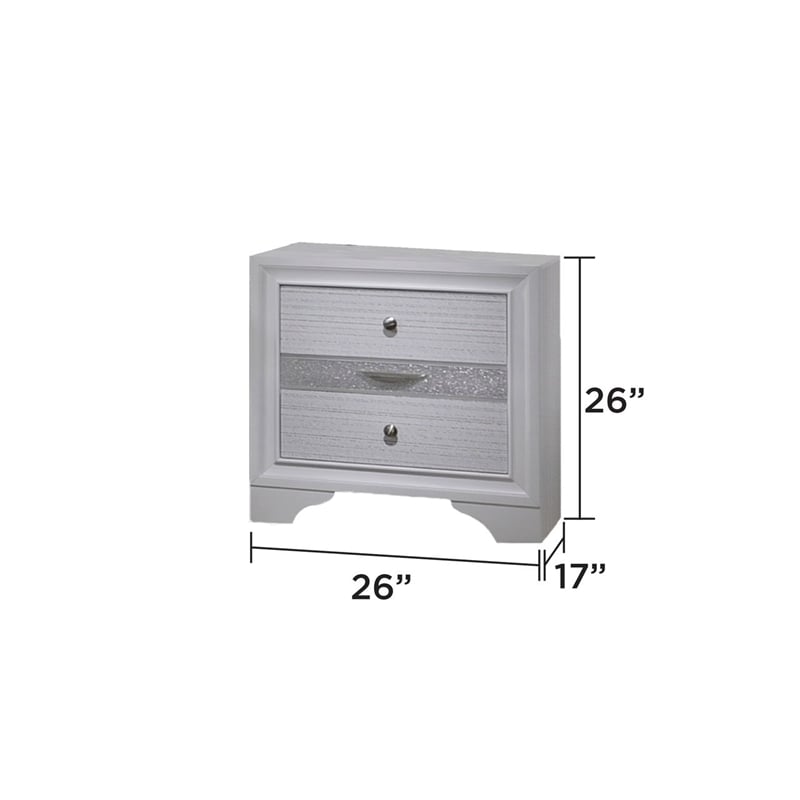 Matrix Traditional Style 2-Drawer Nightstand in White made with Wood