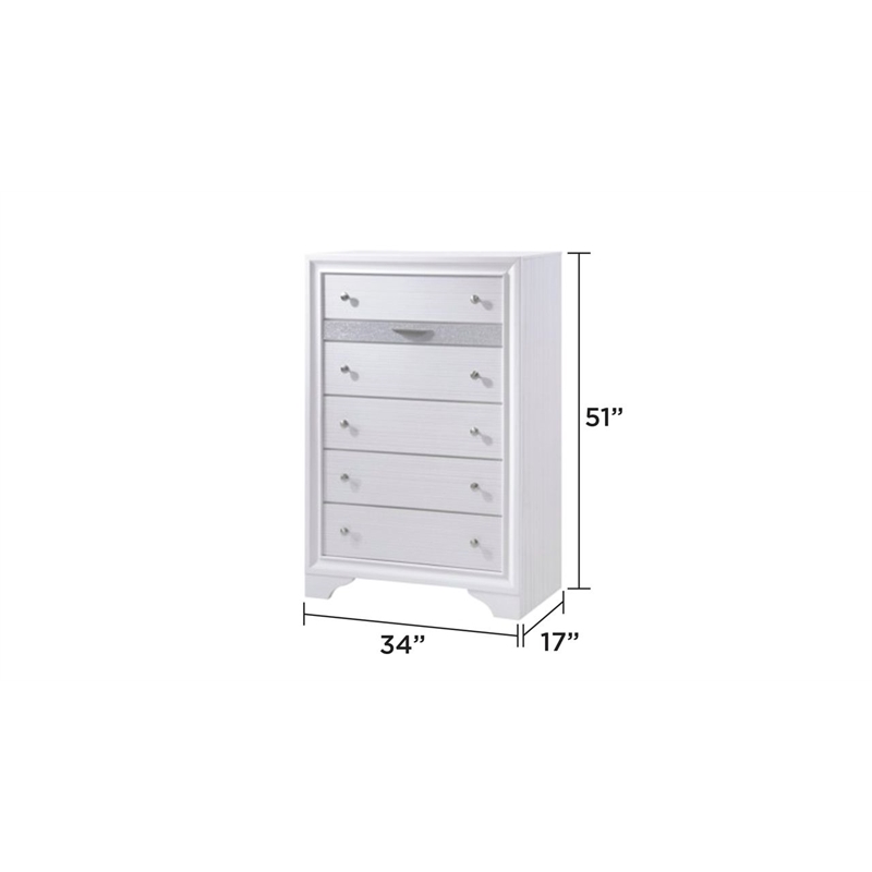 Matrix Traditional Style Queen 5 Pc Storage Bedroom set made with Wood in White