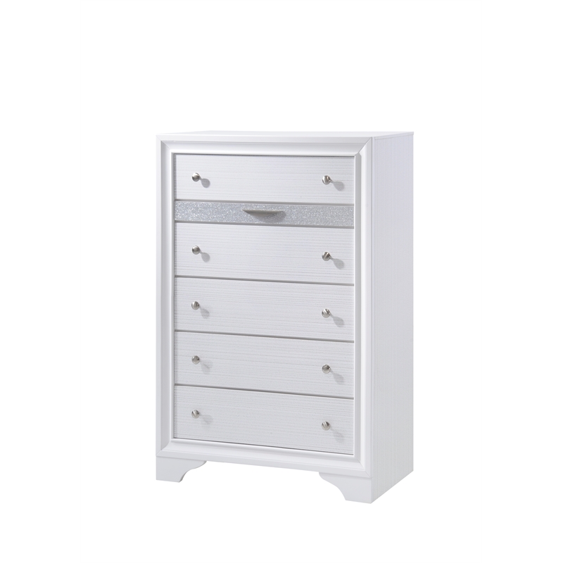Matrix Traditional Style Queen 5 Pc Storage Bedroom set made with Wood in White