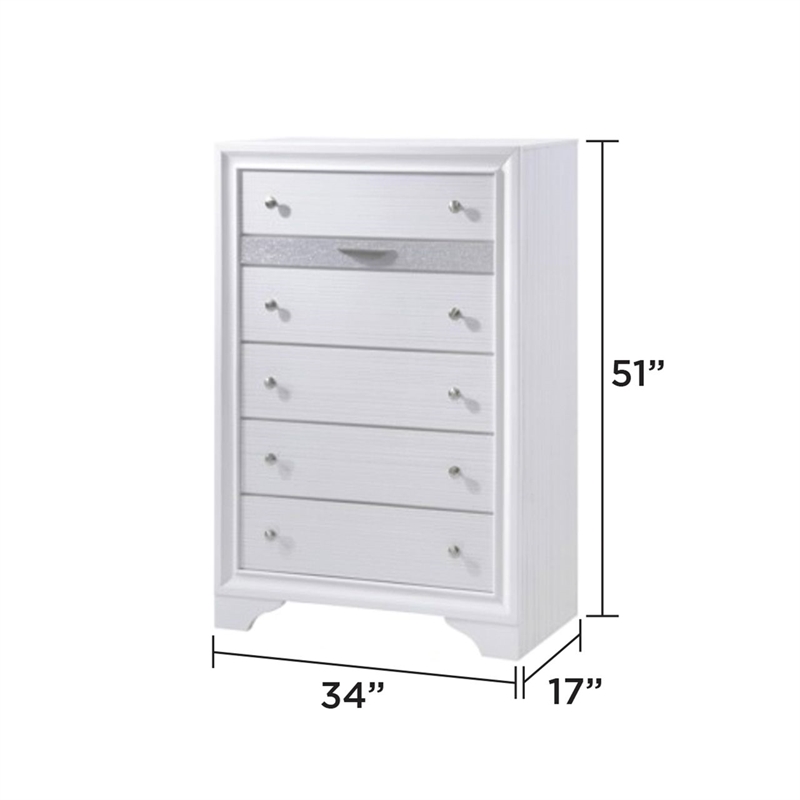 Matrix Traditional Style King 5 PC Storage Bedroom Set in White made with Wood