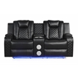 Benz LED & Power Reclining Loveseat Made With Faux Leather in Black