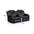 Benz LED & Power Reclining Loveseat Made With Faux Leather in Black