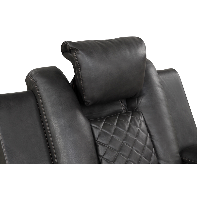 Benz LED & Power Reclining Loveseat Made With Faux Leather in Gray