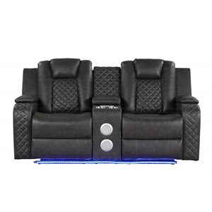 Benz LED & Power Reclining Loveseat Made With Faux Leather in Gray