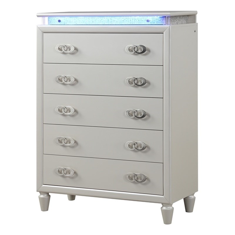 Perla LED Chest Made with Wood in Milky White