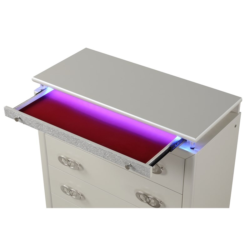 Perla LED Chest Made with Wood in Milky White