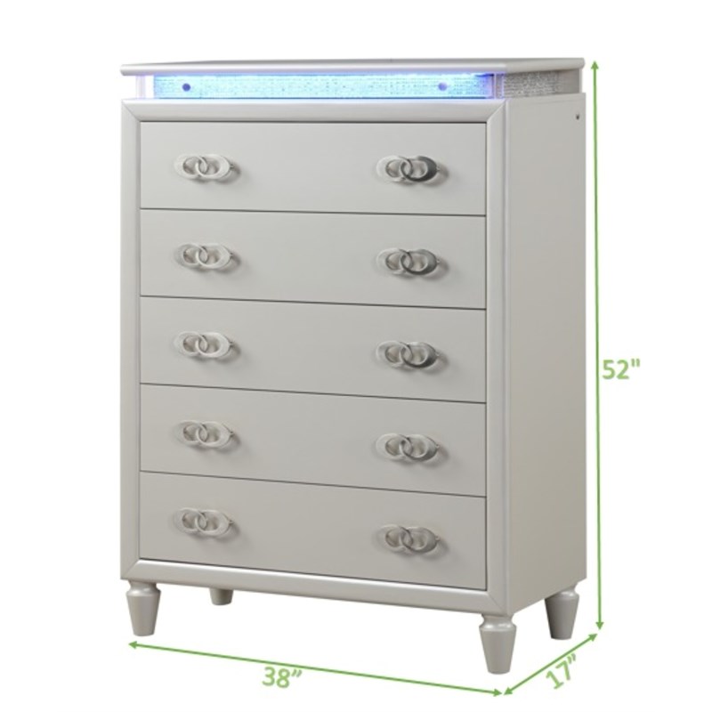 Perla LED Chest Made with Wood in Milky White