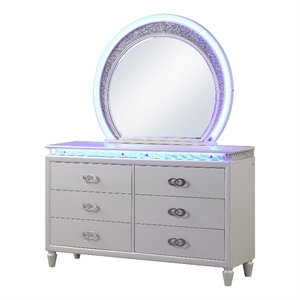 Perla LED Dresser Made with Wood in Milky White color