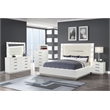Coco LED King Size Bed Made with Wood in Milky White