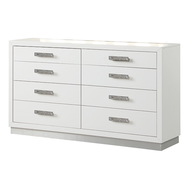 Coco 8-Drawer Modern Wood Dresser in Milky White