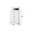 Coco 5-Drawer Modern Wood Chest with Mirror in White