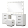 Coco LED Mirror Vanity Set Made with Wood in Milky White