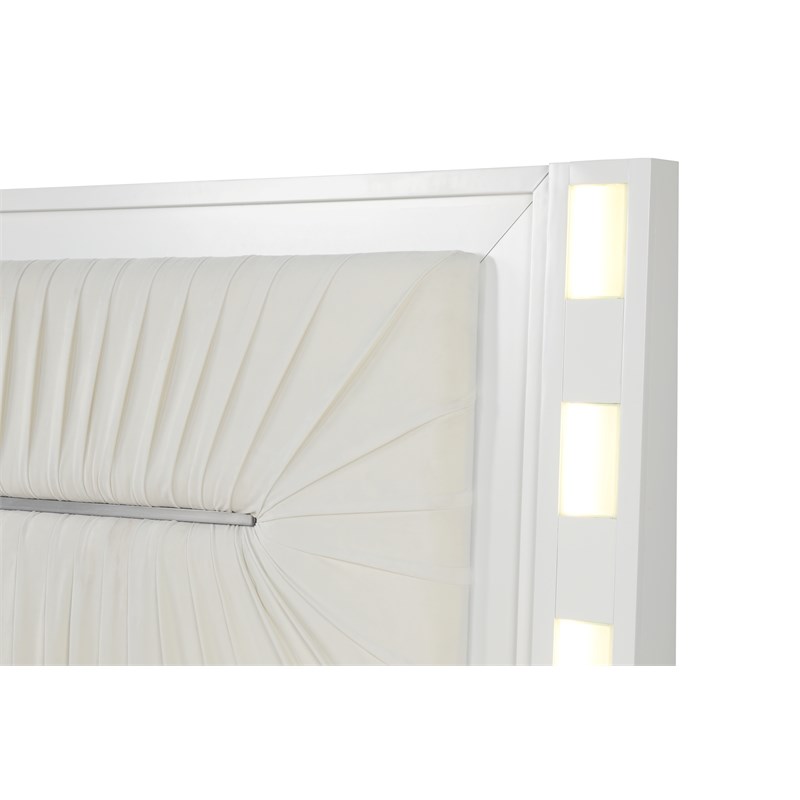 Coco King 4 Pc Vanity LED Bedroom Set Made with Wood in Milky White