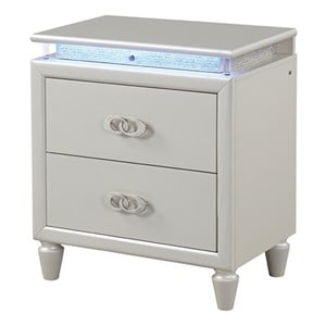 Passion LED 2-Drawers Bedroom Nightstand in Milky White
