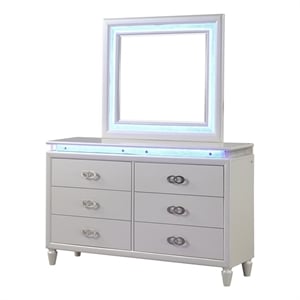 Passion Dresser made with wood in Milky White with LED Lights
