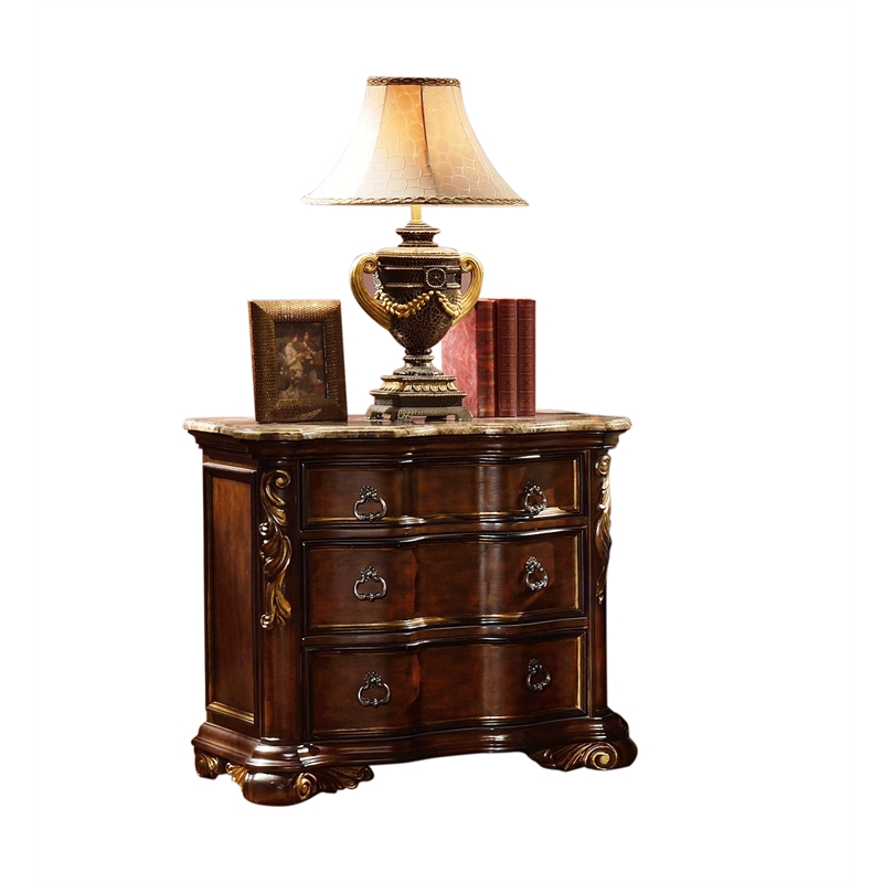 Bella Traditional Style King 4 PC Bedroom Set Made with  Wood in Dark Walnut