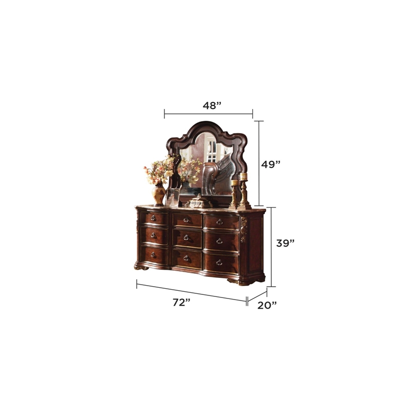 Bella Traditional Style Queen 4 PC Bedroom Set made with Wood in Dark Walnut