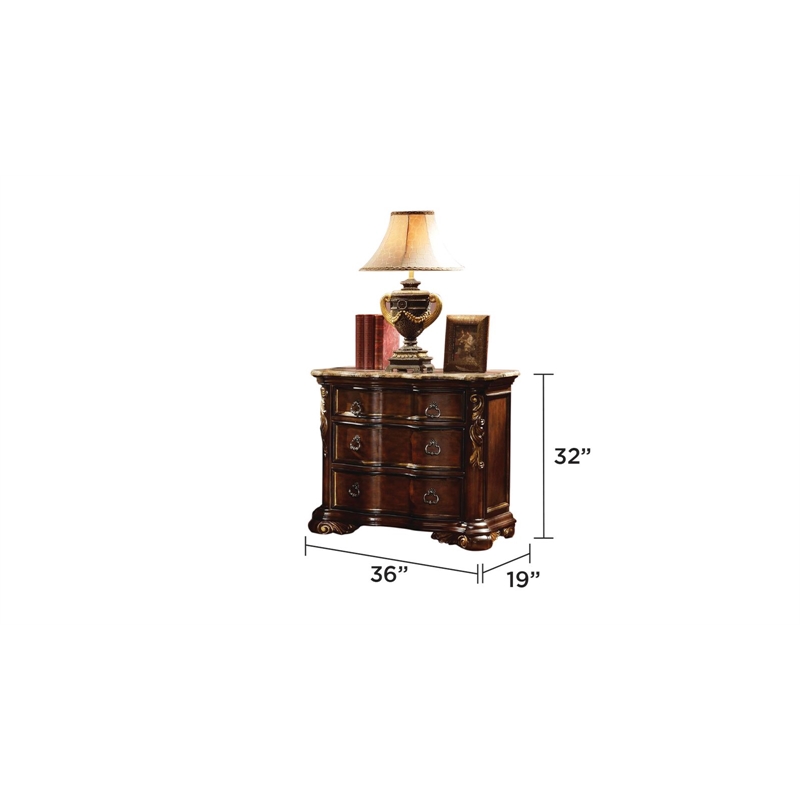 Bella Traditional Style King 5 PC Bedroom Set made with wood in Dark Walnut