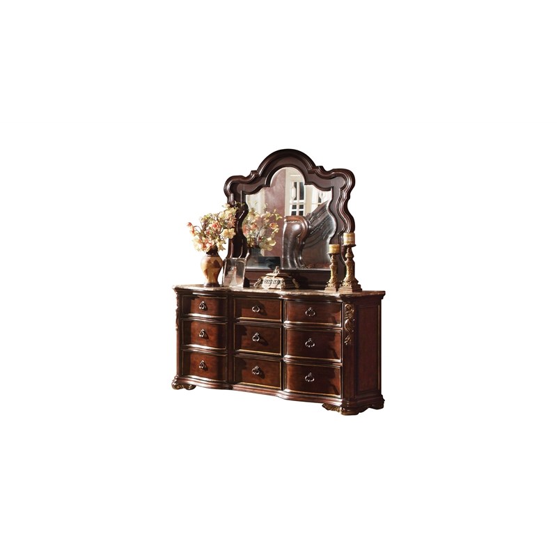 Bella Traditional Wood Dresser in Dark Walnut (Excludes Mirror)